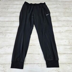 Nike Jogger Pants Women Medium Black Dri-FIT Ribbed Cuff Activewear Tapered Leg